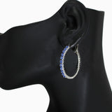 102551, 30MM PAVE CUBIC ZIRCONIA ACCENT ROUND HOOP EARRING