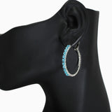 102551, 30MM PAVE CUBIC ZIRCONIA ACCENT ROUND HOOP EARRING