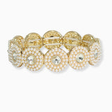 102553, ROUND PEARL WITH RHINESTONE STRETCH BRACELET