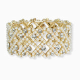 102554, PEARL WITH CRYSTAL RHINESTONE STRETCH BRACELET