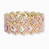 102554, PEARL WITH CRYSTAL RHINESTONE STRETCH BRACELET