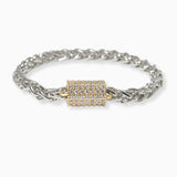 102561, ROUND BARREL CUBIC ZIRCONIA MAGNETIC CLOSURE BRACELET