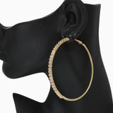 102565, 70MM PAVE CUBIC ZIRCONIA ACCENT ROUND HOOP EARRING