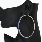 102565, 70MM PAVE CUBIC ZIRCONIA ACCENT ROUND HOOP EARRING