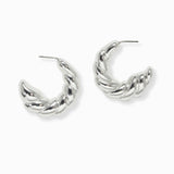 102568, CROISSANT TWISTED METAL HOOP EARRING