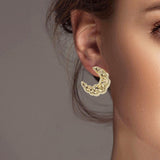 102569, CROISSANT TWISTED METAL HOOP EARRING