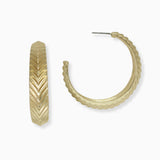 102573, CHEVRON TEXTURED METAL HOOP EARRING