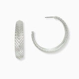 102573, CHEVRON TEXTURED METAL HOOP EARRING