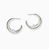 102575, PEARL ACCENT DOUBLE LINE HOOP EARRING
