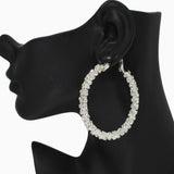 102584, 50MM CRYSTAL RHINESTONE ROUND HOOP EARRING