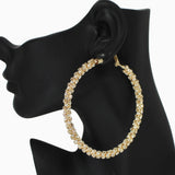102585, 70MM CRYSTAL RHINESTONE ROUND HOOP EARRING