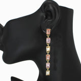 102607, RECTANGLE RHINESTONE DROP DANGLE EARRING