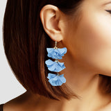 102615, FLOWER FABRIC DROP DANGLE EARRING