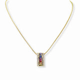 102622, BAGUETTE CUBIC ZIRCONIA ACCENT DESIGNER INSPIRED NECKLACE
