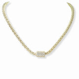 102625, PAVE CUBIC ZIRCONIA CENTER MAGNETIC CLOSURE NECKLACE