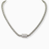102625, PAVE CUBIC ZIRCONIA CENTER MAGNETIC CLOSURE NECKLACE