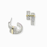102637, 14K GOLD PLATED, CUBIC ZIRCONIA ACCENT DESIGNER INSPIRED EARRING