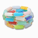102643, CELLULOID ACETATE MULTI LAYERED STRETCH BRACELET