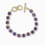 102646, 14K GOLD PLATED, CUBIC ZIRCONIA DESIGNER INSPIRED TOGGLE BRACELET