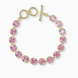 102646, 14K GOLD PLATED, CUBIC ZIRCONIA DESIGNER INSPIRED TOGGLE BRACELET