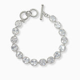 102646, 14K GOLD PLATED, CUBIC ZIRCONIA DESIGNER INSPIRED TOGGLE BRACELET