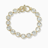 102646, 14K GOLD PLATED, CUBIC ZIRCONIA DESIGNER INSPIRED TOGGLE BRACELET