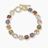 102646, 14K GOLD PLATED, CUBIC ZIRCONIA DESIGNER INSPIRED TOGGLE BRACELET