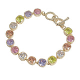 102646, 14K GOLD PLATED, CUBIC ZIRCONIA DESIGNER INSPIRED TOGGLE BRACELET