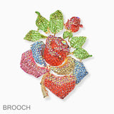 102648, LARGE ROSE FLOWER CRYSTAL RHINESTONE PIN BROOCH