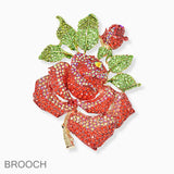 102648, LARGE ROSE FLOWER CRYSTAL RHINESTONE PIN BROOCH