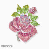 102648, LARGE ROSE FLOWER CRYSTAL RHINESTONE PIN BROOCH