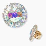 102656, LARGE ROUND RHINESTONE STRETCH RING