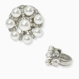 102657, PEARL WITH CRYSTAL RHINESTONE STRETCH RING