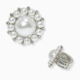 102659, ROUND PEARL WITH CRYSTAL RHINESTONE STRETCH RING