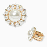 102659, ROUND PEARL WITH CRYSTAL RHINESTONE STRETCH RING