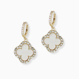 102661, CLOVER WITH CRYSTAL RHINESTONE DANGLE EARRING