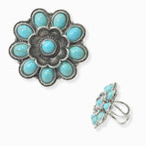 102668, WESTERN FLOWER TURQUOISE STONE CUFF RING