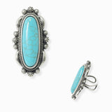 102669, WESTERN OVAL TURQUOISE STONE CUFF RING