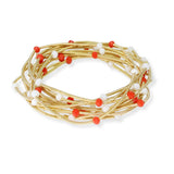 102673, BEAD ACCENT MULTI LAYERED STRETCH BRACELET GAME DAY COLORS