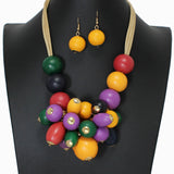 102676, WOOD BALL CHARM NECKLACE