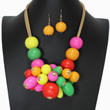102676, WOOD BALL CHARM NECKLACE