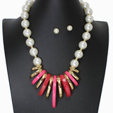 102681, GEOMETRIC CELLULOID ACETATE WITH PEARL NECKLACE