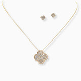 102687, CLOVER PAVE RHINESTONE PENDANT NECKLACE