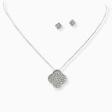 102687, CLOVER PAVE RHINESTONE PENDANT NECKLACE
