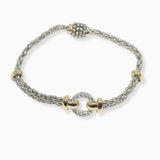 102696, ROUND CUBIC ZIRCONIA ACCENT DESIGNER INSPIRED MAGNETIC CLOSURE BRACELET