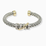 102697, PAVE CUBIC ZIRCONIA ACCENT DESIGNER INSPIRED CABLE CUFF BRACELET