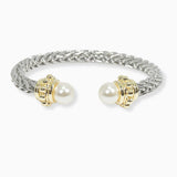 102698, PEARL ACCENT DESIGNER INSPIRED CABLE CUFF BRACELET