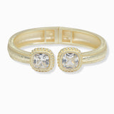 102702, CUBIC ZIRCONIA ACCENT DESIGNER INSPIRED HINGED BRACELET