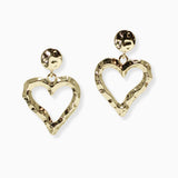 102711, HAMMERED HEART METAL DANGLE EARRING