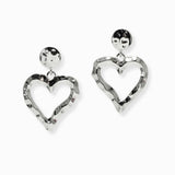 102711, HAMMERED HEART METAL DANGLE EARRING